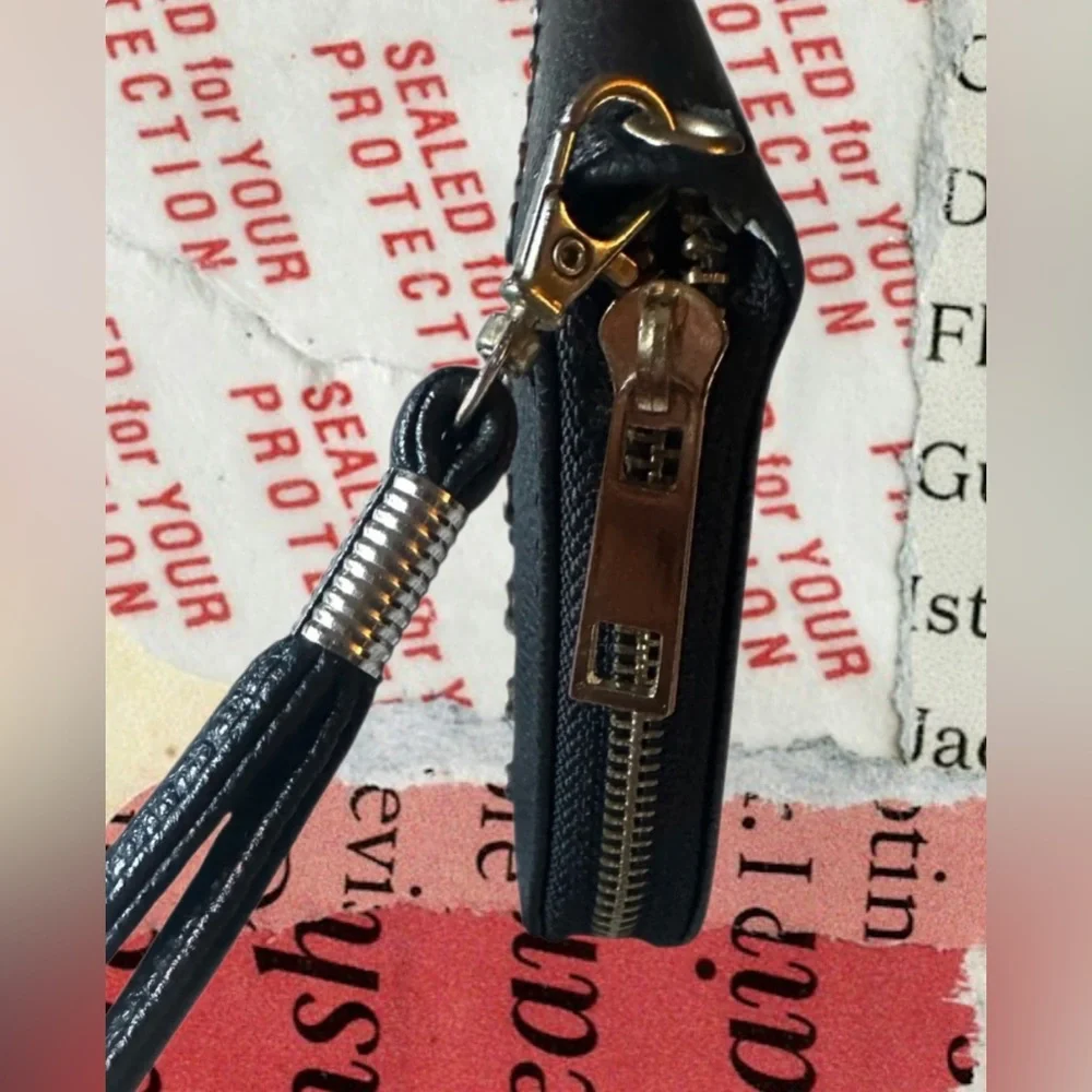Rebecca & Rifka Black Studded Zip Around Wristlet Wallet